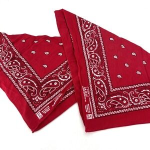 Vintage 13960 Paris Cotton Colorfast Red Scarf Bandana LOT 19" x 19.5 " USA Made